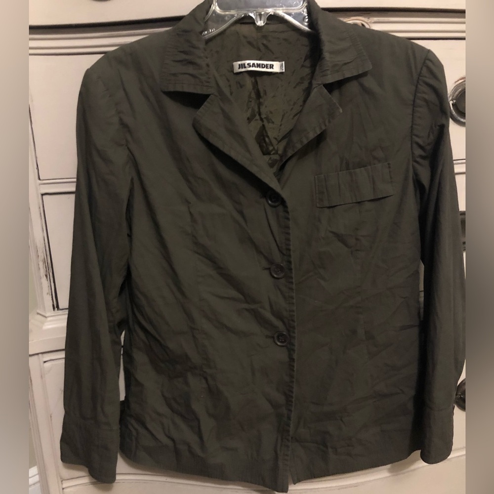 Jil Sander Olive Green Single-Breasted Blazer